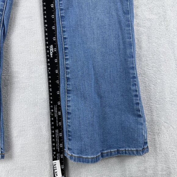 Nature Flare Leg Jeans Womens Size 26 Mid Rise Button Fly Coin Pockets Blue - Picture 9 of 12